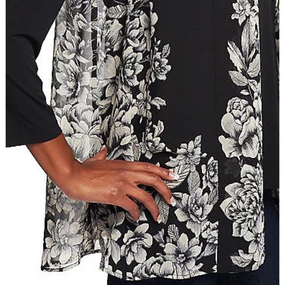 Susan Graver Womens Size 3X Chiffon Vest & Liquid Knit Top Green White NWT - Picture 5 of 5